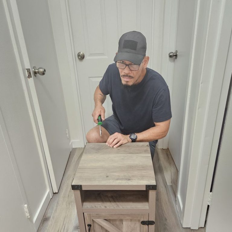 Stephen Pantin with a completed cabinet in Chatham-Kent